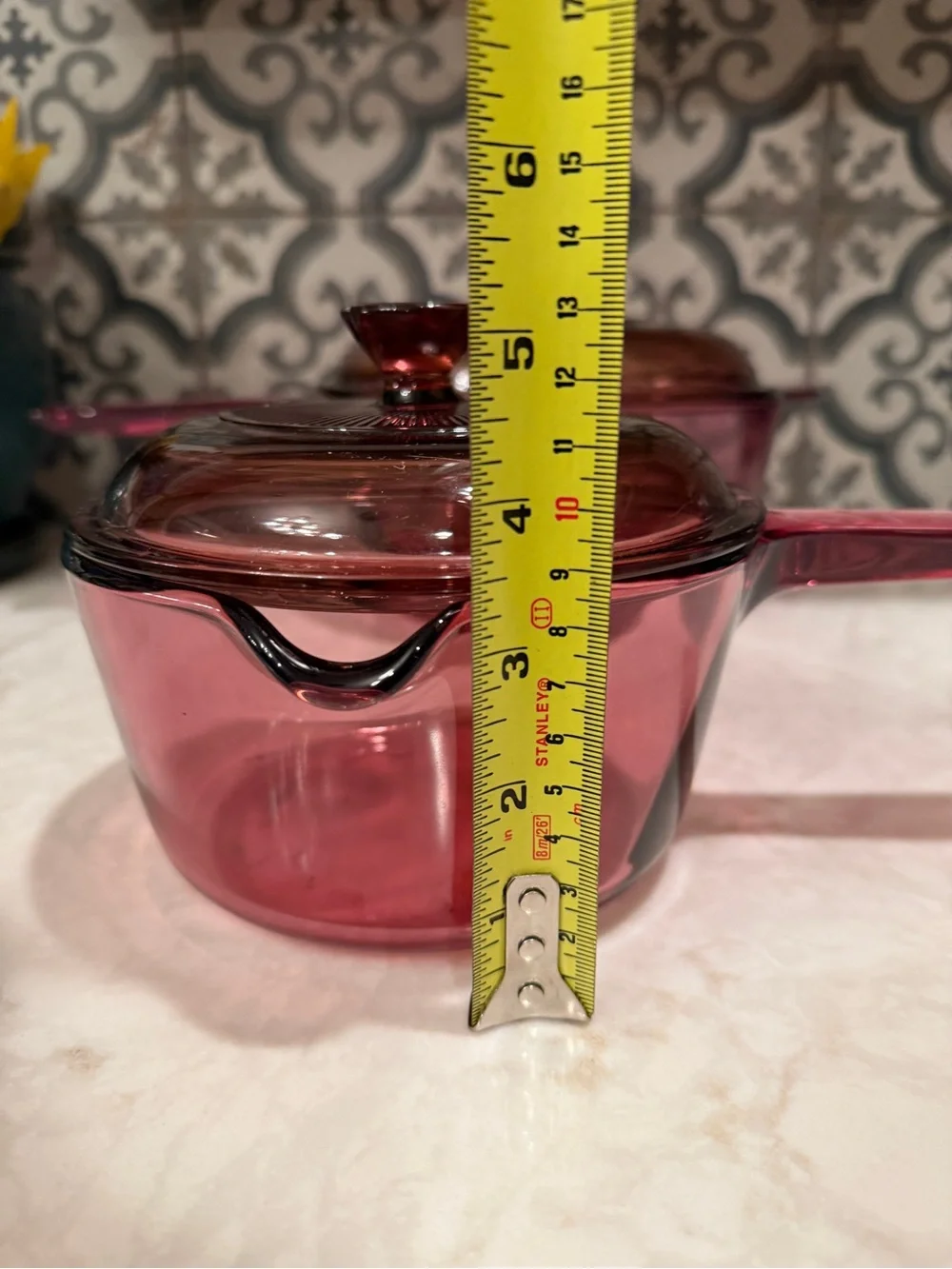 RARE! Vintage Visions Cranberry Saucepans with Lids- Set of 2